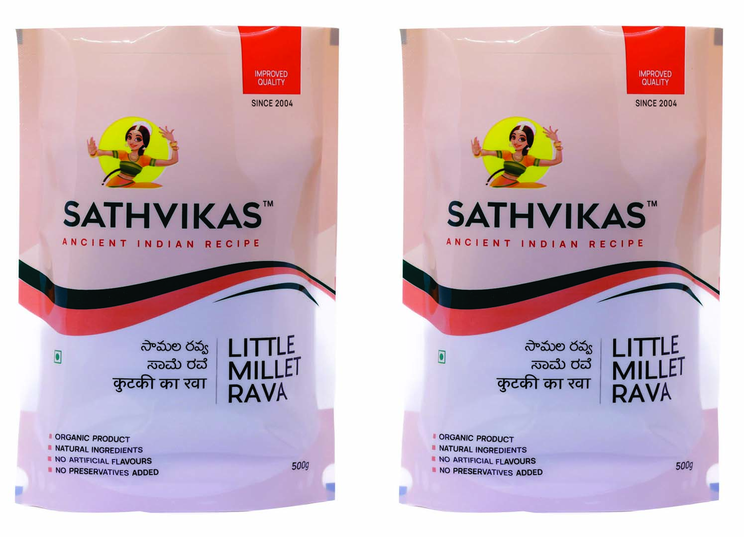 Sathvikas Samalu / Little Millet Ravva (500 grams) Pack Of 2.